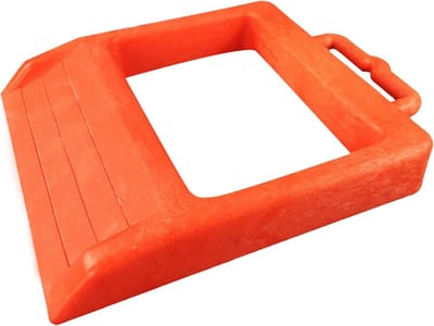 Zware Wielkeg Voor Pallettrucks en Trailers - Antislip Wielstopper in Oranje