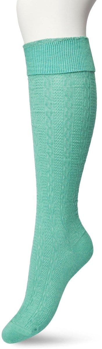 Bonnie Doon Bio Kabel Kniekousen Dames Fel Groen maat 36/42 - Klassiek Kabel patroon - Biologisch Katoen - Uitstekend comfort - Classic Cable Knee High - OEKO-TEX - Gladde Naden - Duurzaam Huidvriendelijk Bio Katoen - Malachite Green - BP211507.277