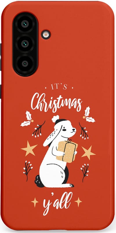 Casetastic hoesje geschikt voor Samsung Galaxy A36 / Samsung Galaxy A56 - Dubbellaagse bescherming - Kerst Konijntje Flappie - Fashion Case - Terracotta