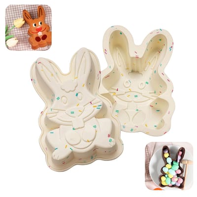 2 stuks - Konijnvormige cakevorm - Leuke siliconen cakevorm - Chocoladevorm - Voor het bakken van taarten, desserts en fondant - 19*13cm - Wit