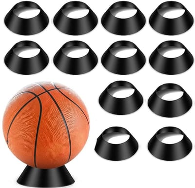 Dailygoods- Balhouder 12 Stuks - Wandhouder - Voetbal/Basketbal/Rugby - PVC - Zwart - Afmetingen 10,5 x 3 cm - Ballenstandaard