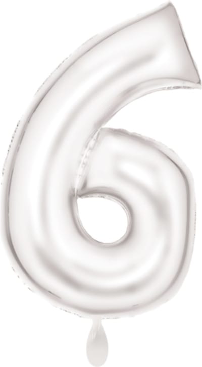 Folieballon 86cm cijfer 6 Silk White