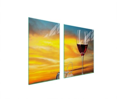 TMK ArtDeko - Snijplank en Beschermplaat - Glas - Wijnmotief - 100x52 cm