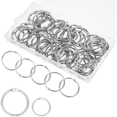 TOVBMUP Losse ringen - Boekringen - Boekbindringen- Geschikt voor boekbinden - Losbladige binding - Metalen boekringen - Memoklemmen - Geschikt voor plakboeken, fotoalbums en knutselwerkjes - 80 stuks - 25 mm