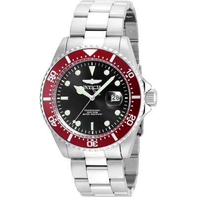 Invicta Pro Diver 22020 Heren Horloge - Waterdicht - Analoog - Quartz Uurwerk - Roestvrij Staal met zwarte Wijzerplaat - 43mm