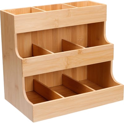 Excellent Houseware Keuken/aanrecht rekje - bamboe hout - 26 x 16 x 24 cm - Organizer 3 laags - naturel