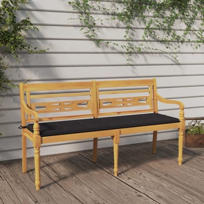 vidaXL - Bankje - Batavia - met - antracietkleurig - kussen - 150 - cm - teakhout