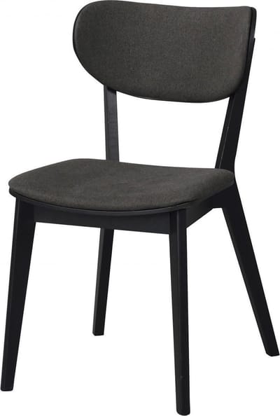 Rowico Home Kato Eikenhouten Eetkamerstoel Zwart - Met Grijze Zitting - Hout - Stof - Scandinavisch