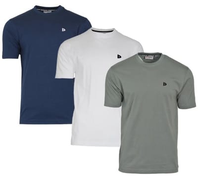 3-Pack Donnay - T-shirt (Vince) - Sportshirt - Heren - Navy/White/Jungle green (689) - maat 3XL
