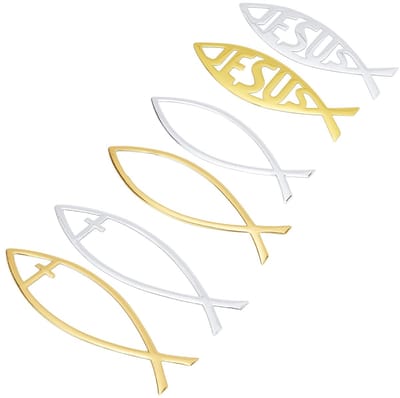 aladdien - Jezus Vis Auto Sticker - 6 stuks - DIY Decoraties - PVC - Geschikt voor Auto Boot Trucks Ramen