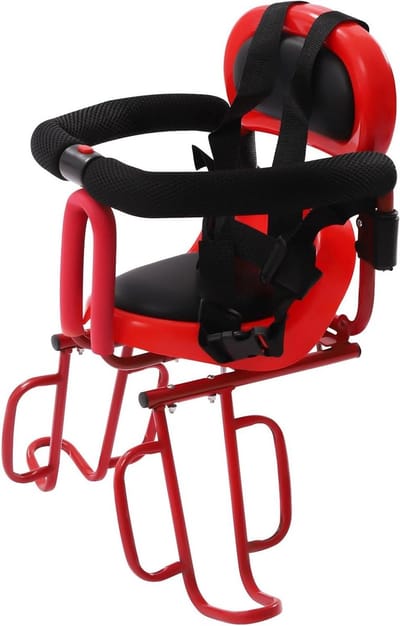 Kinderfietszitje Achter - Fietsstoel Kinderen - Veilig Fietsen - Afneembare Beschermreling - 36 x 52 cm - Rood