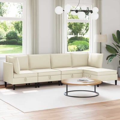 vidaXL - Woonkamer - Meubelset - 5 - st - Crèmekleurig - Stof