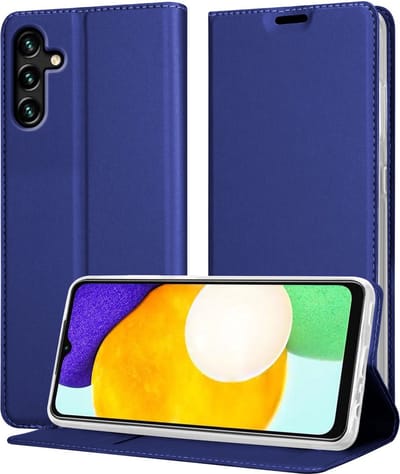 Cadorabo Hoesje geschikt voor Samsung Galaxy A13 5G in CLASSY DONKER BLAUW - Beschermhoes met magnetische sluiting, standfunctie en kaartvakje Book Case Cover Etui