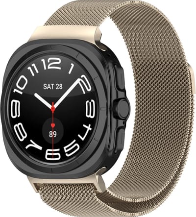 By Qubix - Compatible Samsung bandje - Milanese band - Sterrenlicht / Starlight - Geschikt voor Samsung Galaxy Watch Ultra / Ultra 2 - 47mm