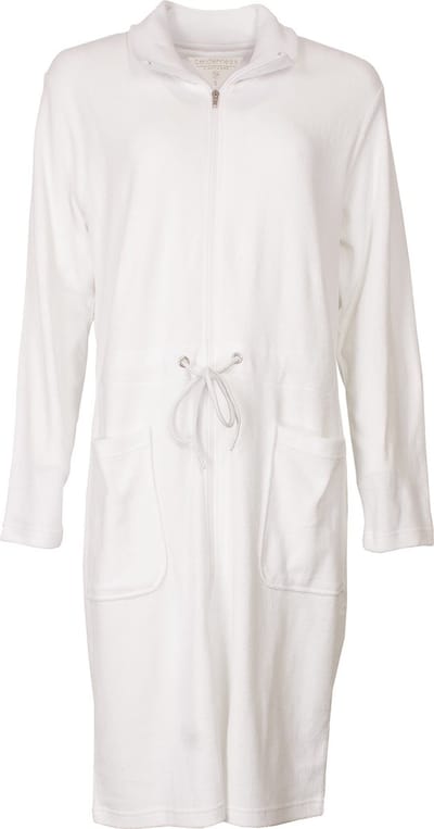Tenderness Dames Badjas - Kamerjas - Badstof - Rits - Wit - Maat S