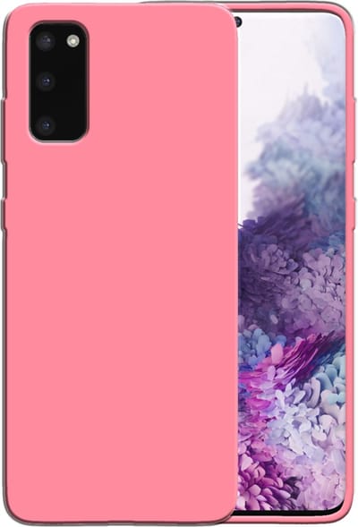 Smartphonica Siliconen hoesje voor Samsung Galaxy S20 case met zachte binnenkant - Roze geschikt voor Samsung Galaxy S20