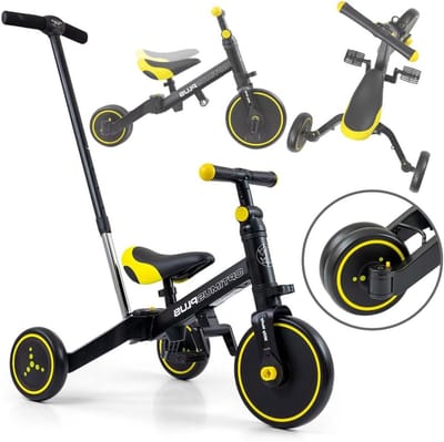 Kindertricycle 4-in-1 - Loopfiets Kinderen - Leren Fietsen - Stalen Frame - 66 cm - Blauw