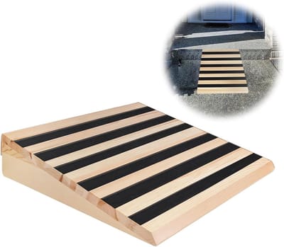 Houten Drempelhelling - Rolstoel Oprit - Verbeteren Toegankelijkheid - Stevig Grenenhout - 127 cm Hoog - Houtkleur