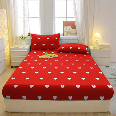 3-Delige Eenvoudige Moderne Hartvormig Patroon Matte Drie Delige Hoeslaken Set, Slaapkamer Bedrukt Dekbedovertrek Set, Beddengoed 90x200cm white