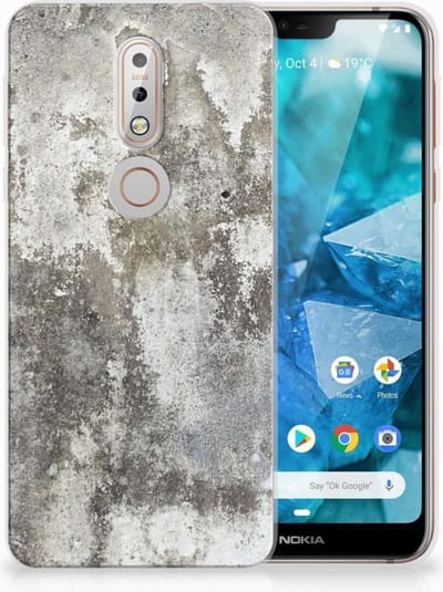 Back Cover voor Nokia 7.1 TPU Siliconen Hoesje Beton Print
