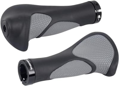 Fiets Handvatten - Stuur Rubber - Comfortabel Fietsen - Schokabsorberend Ontwerp - Standaard Maat - Zwart Grijs