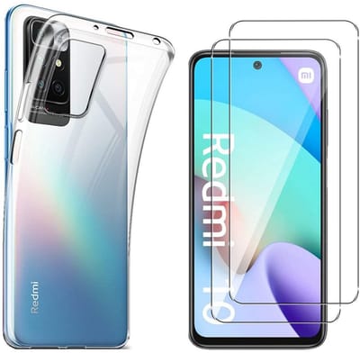 Hoesje Ultraslank geschikt voor Xiaomi Redmi 10 backcover siliconen Transparant en 2 stuks ScreenProtector Gehard Glas