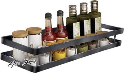 Mrs. Jones Wand Kruidenrek Stevige Organisator Ruimtebesparend Hangend Opbergrek Keuken Woonkamer Badkamer (Zwart) .
