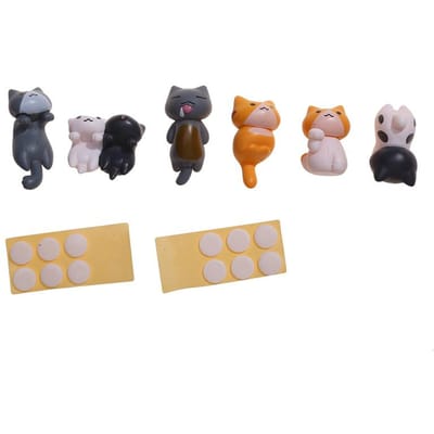6 stuks/set Schattige Mini Cartoon Kat Ornamenten, Auto Scherm Rand Decoratie, Kat Micro Landschap Model Creatieve Auto Accessoires Cadeaus gray