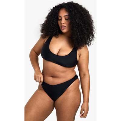 boohoo Dames Plus Swimwear Essentials Crop Bikini Top | Black | Maat: 18