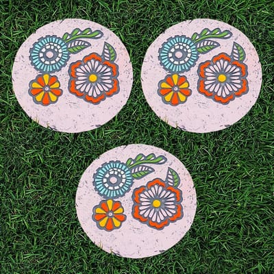 Stepping Stones 3 Pack Flower Stepping Stone voor kindertuin 10x10, Decoratieve Faux Stepping Stones voor tuinaanleg, Multi Color Stone Sculptures Home Decor
