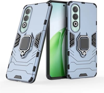 MobyDefend Hoesje - Geschikt voor OnePlus Nord CE 4 - Dubbelgelaagde Pantsercase Met Standaard - Blauw