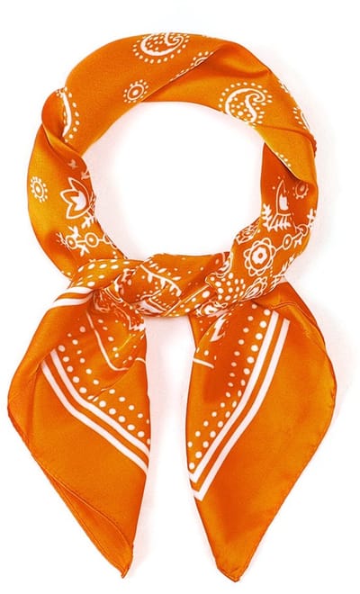 Hoofdsjaal - Satijnen Haar Sjaal - Neksjaal - Festival Look - Vierkante Sjaal - Fantasie - Zomer Sjaal - Haarband - EK / WK - Paisley Oranje