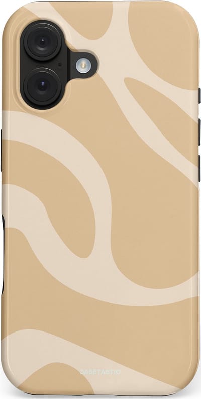 Casetastic hoesje geschikt voor Apple iPhone 16 - MagSafe - Dubbellaagse bescherming - Aesthetic Beige Wave Clean Girl - Fashion Case - Beige