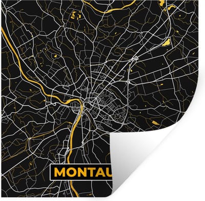 Muurstickers - Sticker Folie - Kaart - Frankrijk - Plattegrond - Montauban - Stadskaart - 100x100 cm - Plakfolie - Muurstickers Kinderkamer - Zelfklevend Behang XXL - Zelfklevend behangpapier - Stickerfolie