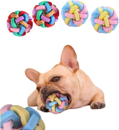 Speelbal voor katten en honden - 6cm - Fretten Ballen - Rubber Interactief Speelgoed - Ingebouwde Bel Geluid - Zachte Krab En Kauw Functie - Kleurrijk Ontwerp Voor Tandslijping - 4 Stuks