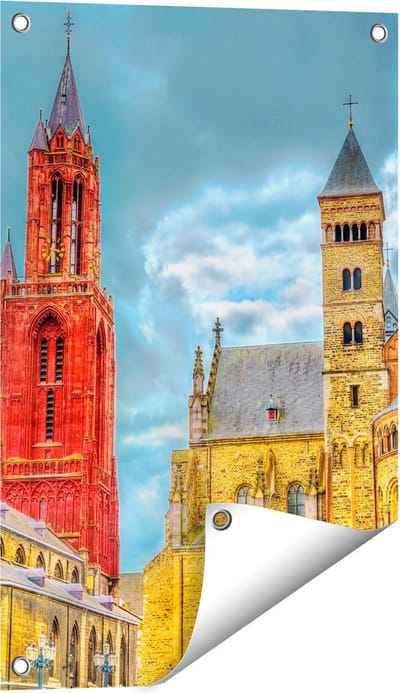 Gards Tuinposter Basiliek van Sint Servaas in Maastricht - 40x60 cm - Tuindoek - Tuindecoratie - Wanddecoratie buiten - Tuinschilderij