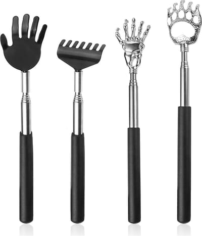 4x Uitschuifbare Rugkrabber Telescopisch Roestvrij Staal Krabpaal Massager