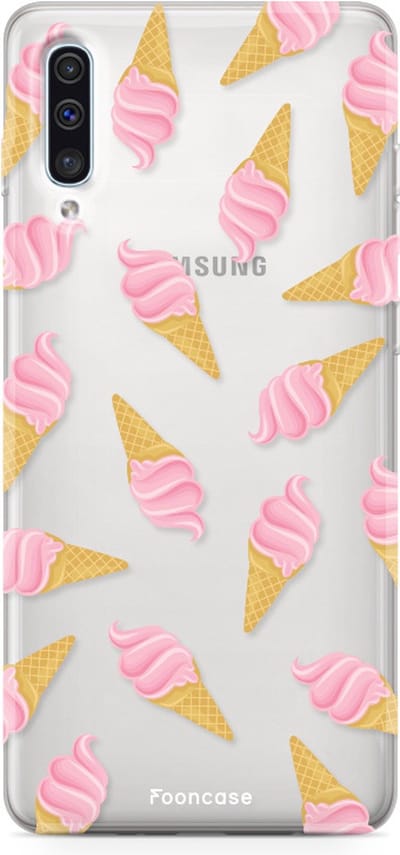 Fooncase Hoesje Geschikt voor Samsung Galaxy A70 - Shockproof Case - Back Cover / Soft Case - Ice Ice Baby / Ijsjes / Roze ijsjes