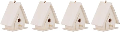 Houten Vogelhuisjes Set van 4 voor Tuin en Binnenplaats Decoratie, Buiten Vogelhuisjes voor Tuin en Natuurlijke Sfeer