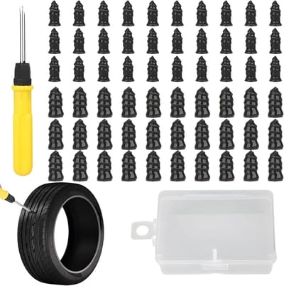 Band Reparatie Set - Lekke Band Kit - Snel Banden Herstellen - Unieke Twist Structuur - 30+30 Stuks - Geel
