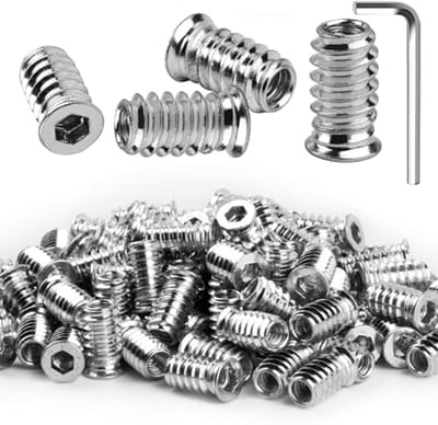 Schroefmoeren M6 X 20 mm - Gegalvaniseerd staal - Hexagon schroefinvoegen - Ideaal voor houten meubels - ShopVlot