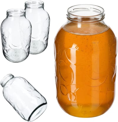 KADAX Glazen pot 5L Weckpot Honing Komkommers Tincturen Groot Patroon Fruit 2st