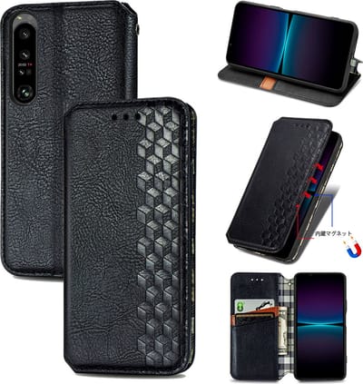 Luxe PU Lederen Ruitpatroon Wallet Case voor Sony Xperia 1 IV _ Zwart