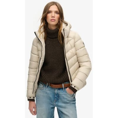 Superdry Gewatteerde Fuji jas met Capuchon Beige Grootte: 42