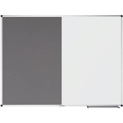 Combibord Legamaster UNITE, prikbord & whiteboard, B 1200 x D 12,6 x H 900 mm, markeerplateau, gelakt staal & vilt, wit & grijs
