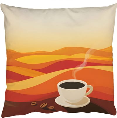 Sierkussens - Kussentjes Woonkamer - 50x50 cm - Koffie - Landschap - Oranje - Koffiebonen