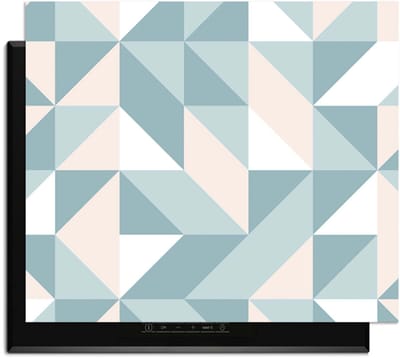 KitchenArt - Pastel Triangles – Inductie Beschermer - 65x52 cm - Kookplaat Beschermer - Luxe Afdekplaat Inductieplaat - Anti-slip & Oprolbaar - Beschermmat Inductiekookplaat