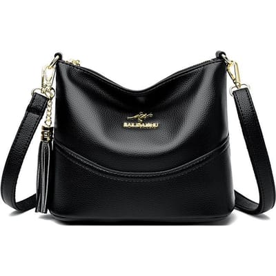Herfst Nieuwe Herfststijl Middelbare en Oudere Dames Tas Schoudertas Crossbody Tas Zacht Leer Dames Enkele Tas black