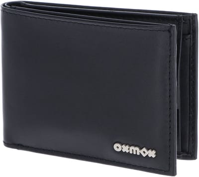 oxmox Leren portemonnee Leather RFID Protect Pocketbörse Pure 2.0 Metal Square Black zwart