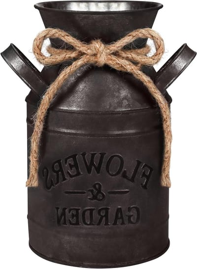 EGoods - Metalen Bloemvaas voor Huis en Tuin - Gegalvaniseerde Boeren Melk Emmer - Decoratieve Kan in Vintage Stijl - Rustiek Design - 11,3 x 19 cm